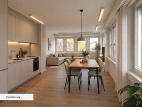 Visualisierung einer möglichen Wohnung – Wohnen, Essen und Küche
