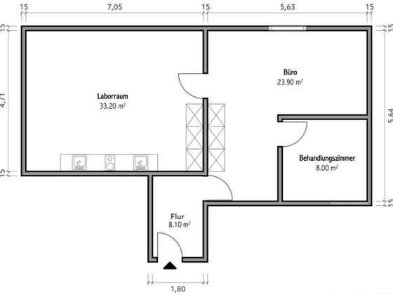 Grundriss der Räumlichkeiten im 2. Obergeschoss