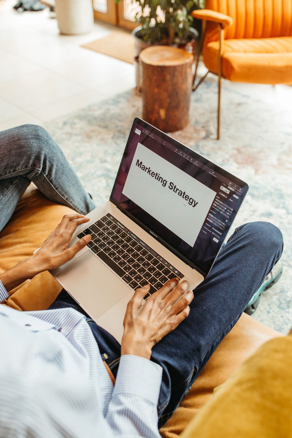 Person working on a laptop on marketing work
