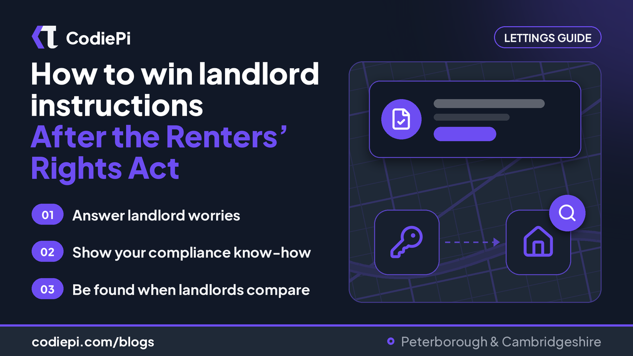 CodiePi cover: how to win landlord instructions, with a house key, a ticked document and a house search