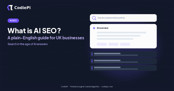 What is AI SEO? Plain-English guide cover for UK businesses
