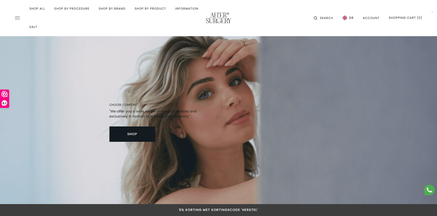 After Surgery Store Homepage