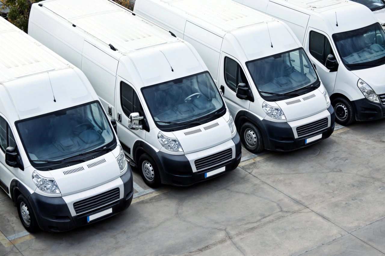 Fleet of delivery vans for business contract courier work