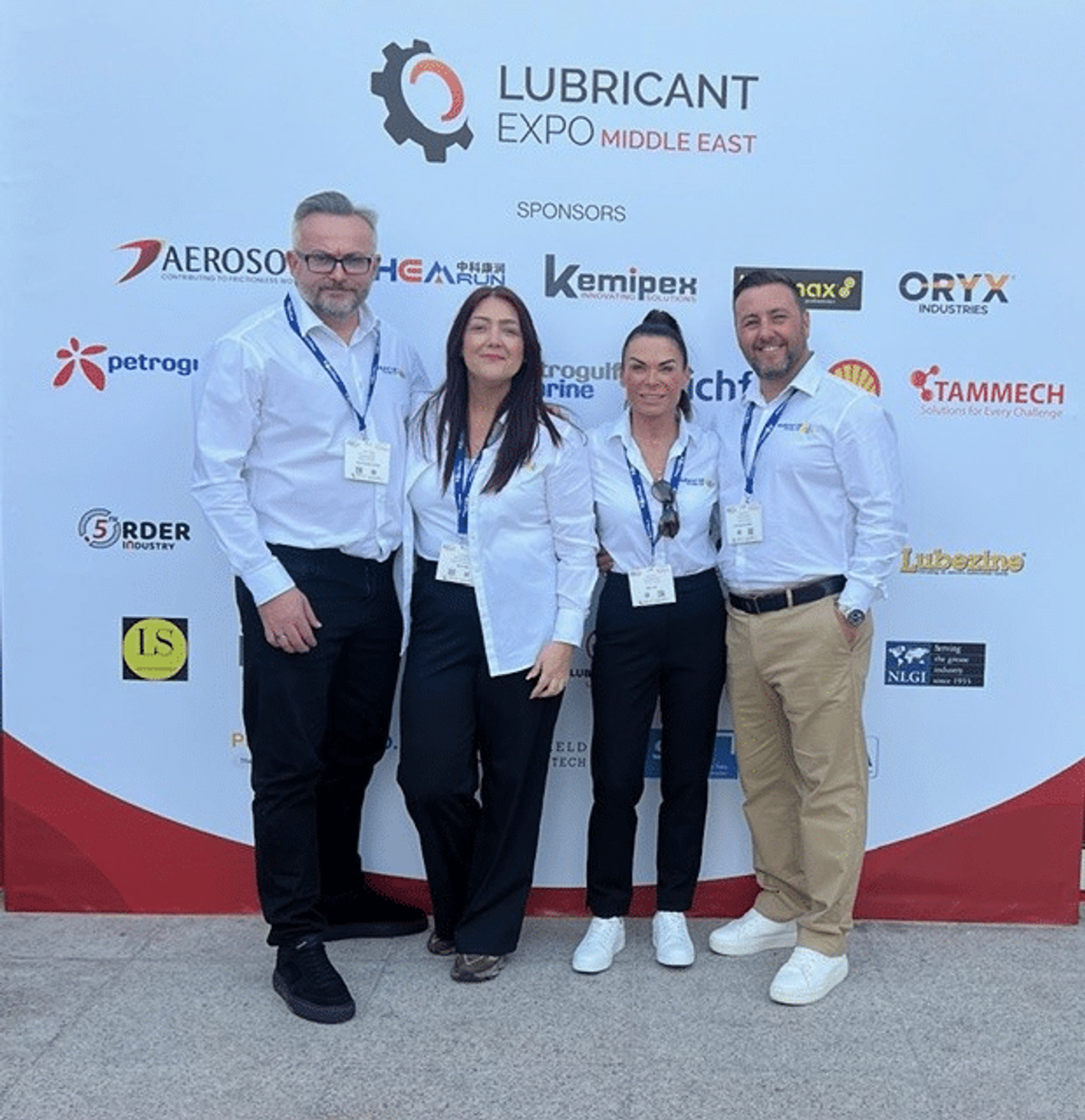 Managing Directors of Midland Oil Group, Halesowen, Mark Hayes (far left), two females and Richard Parry (Far right)