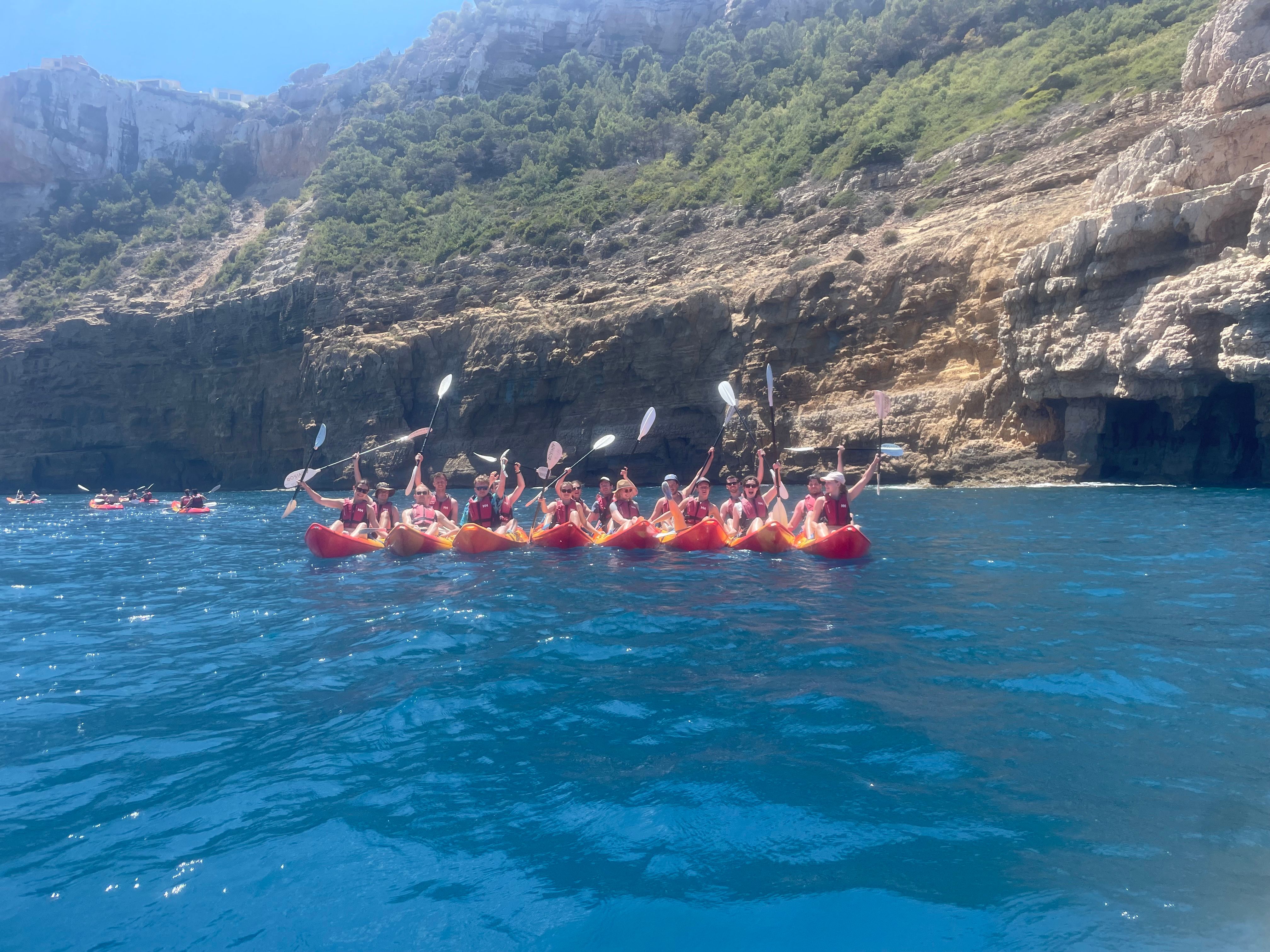 16 of us in kayaks