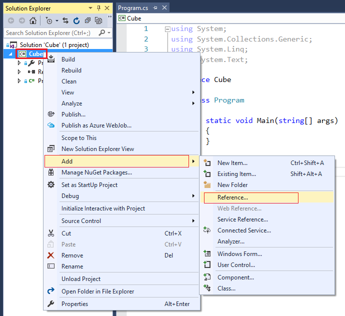 Add –>Reference.