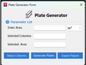 User Interface of Plate generation