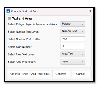 Text and area of polygon