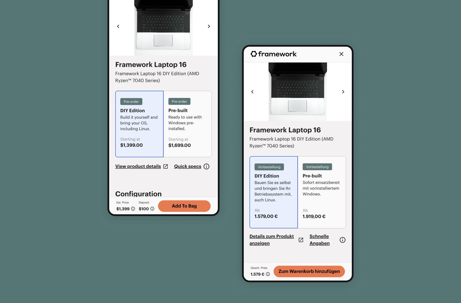 German vs. English UI in Framework