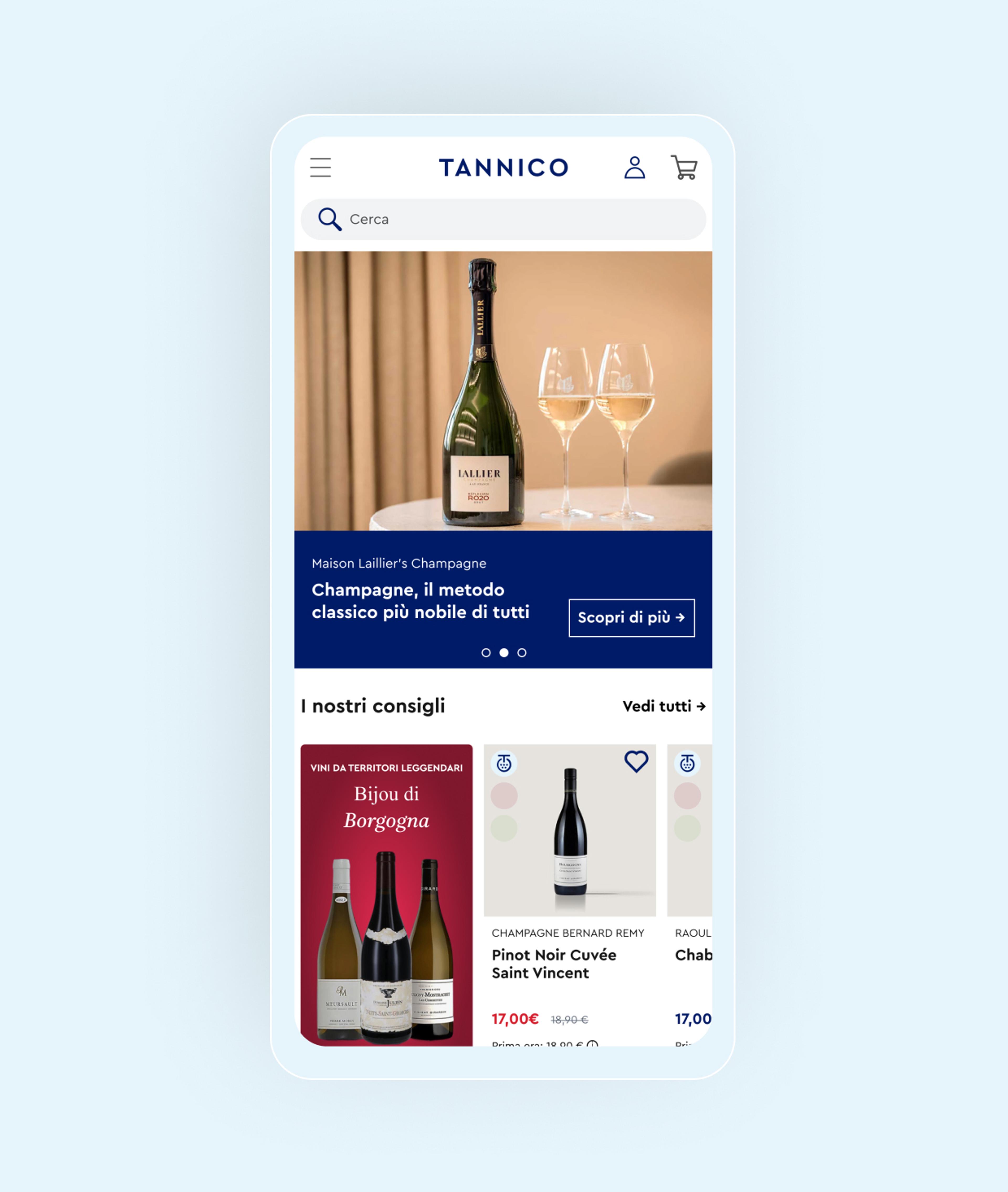 Tannico Mobile Homepage