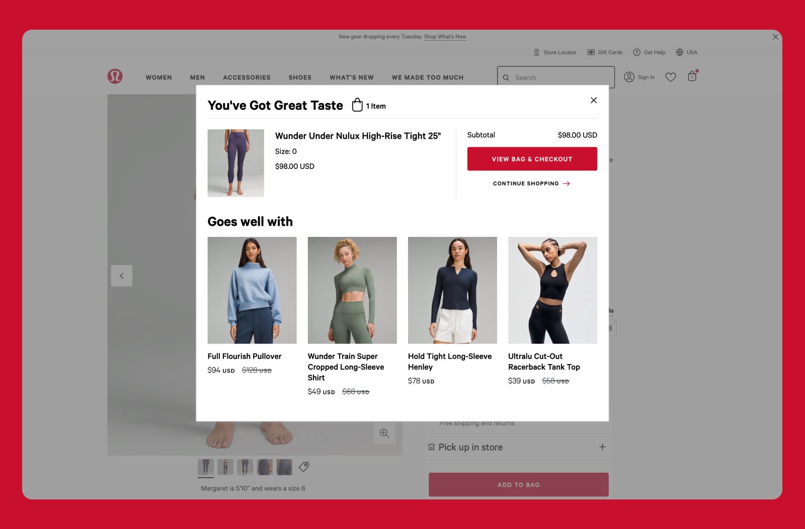 LuLuLemon upsell and personalizationl