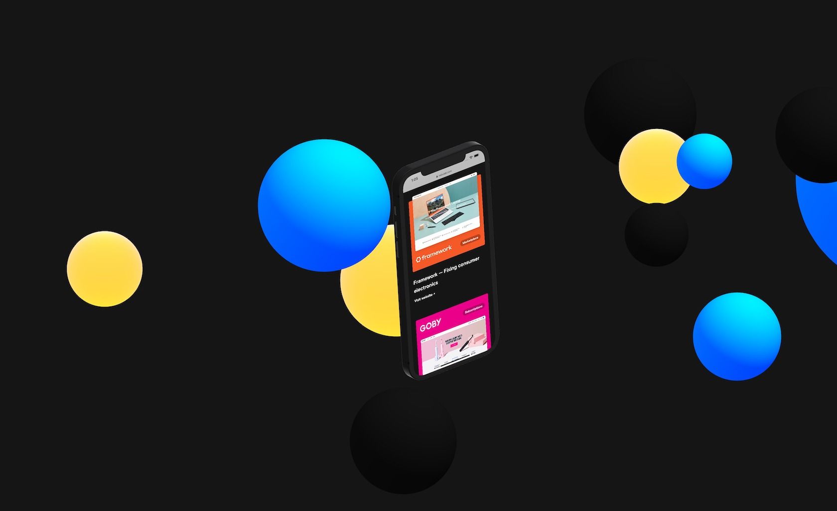 iPhone 12 3D mock-up, customized with the Nebulab website and brand color