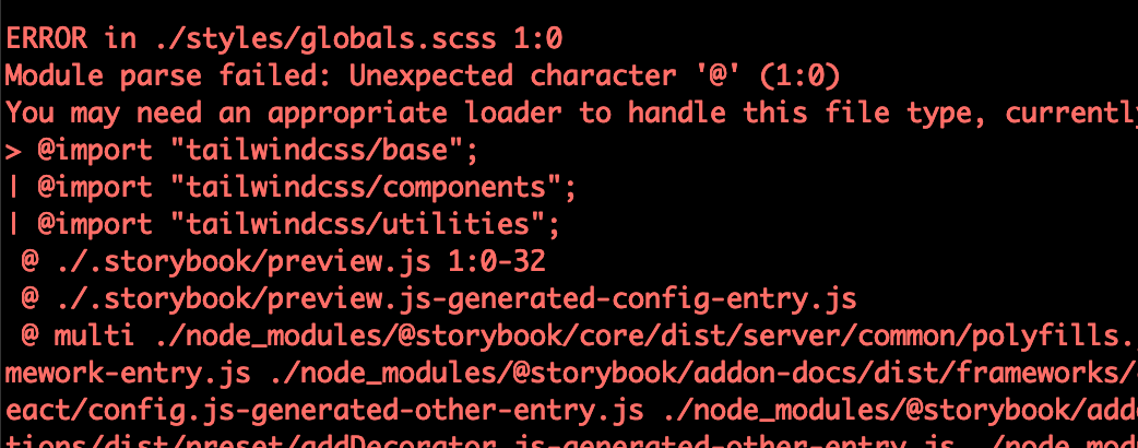 Storybook SCSS error