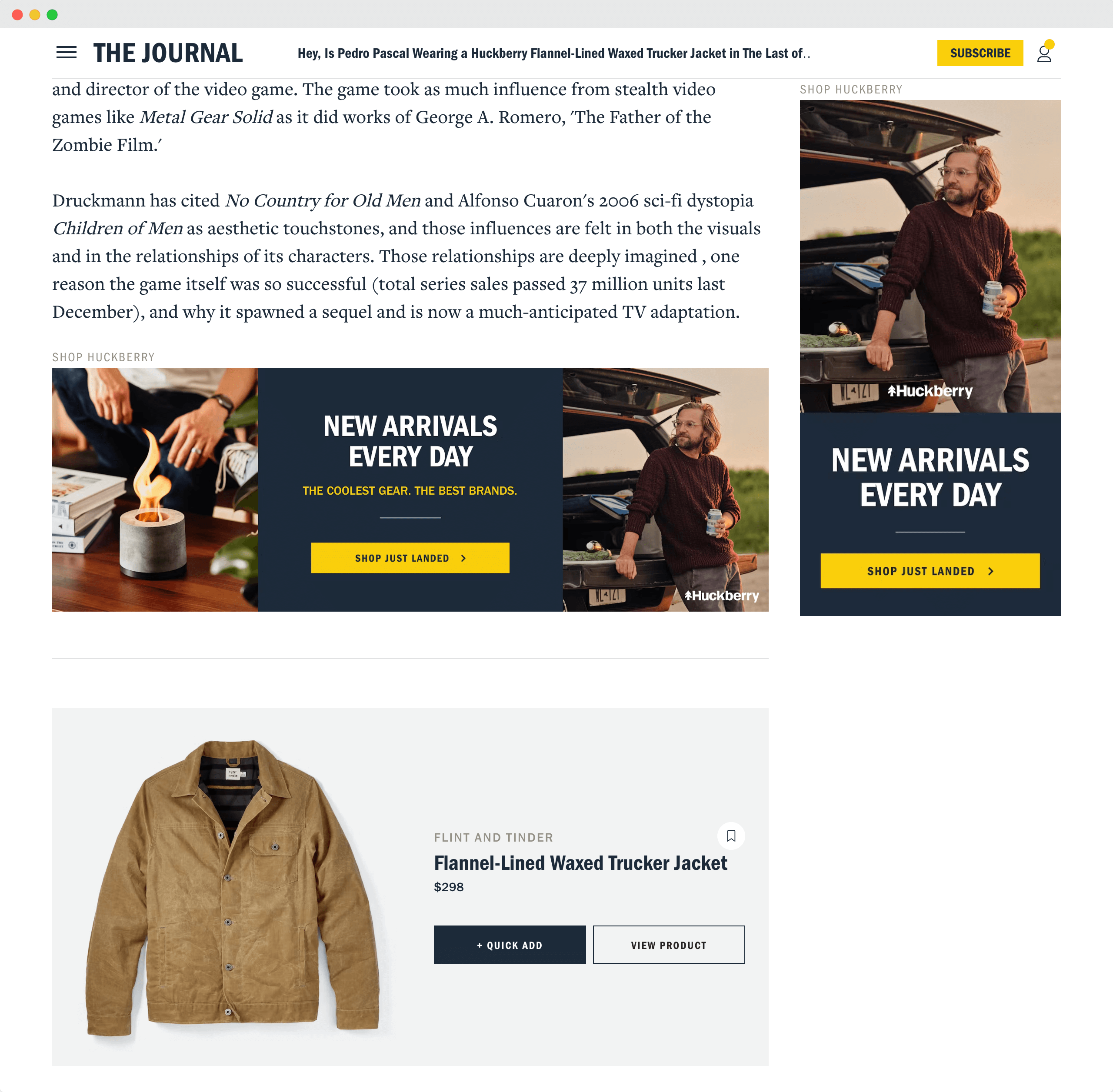 Huckberry’s blog, The Journal