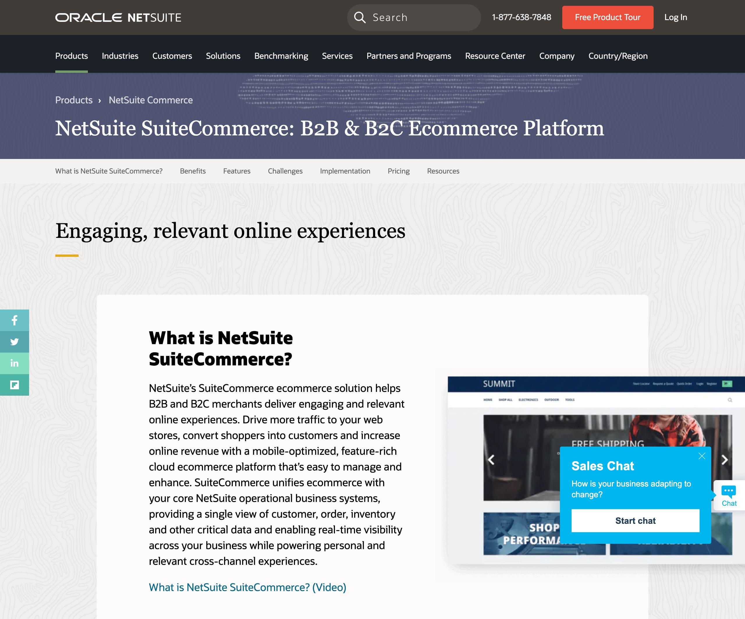 NetSuite SuiteCommerce website