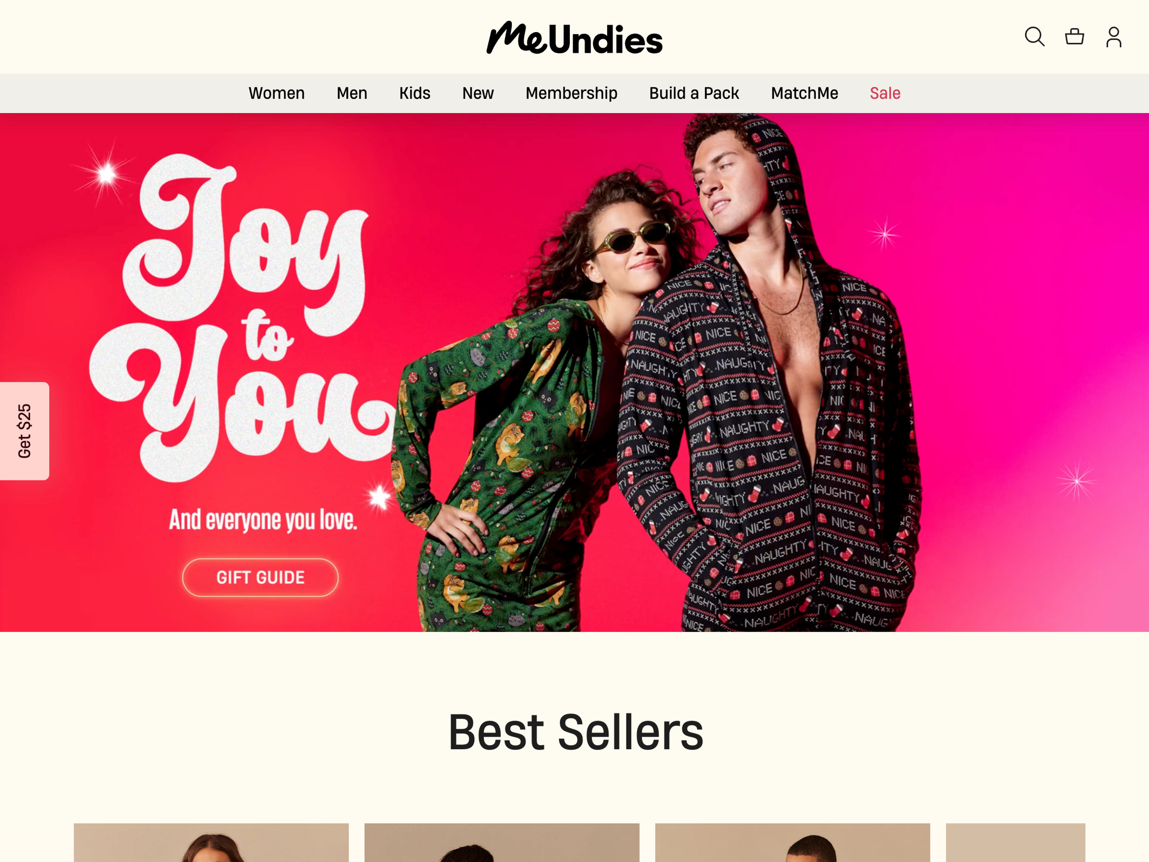 MeUndies homepage screenshot