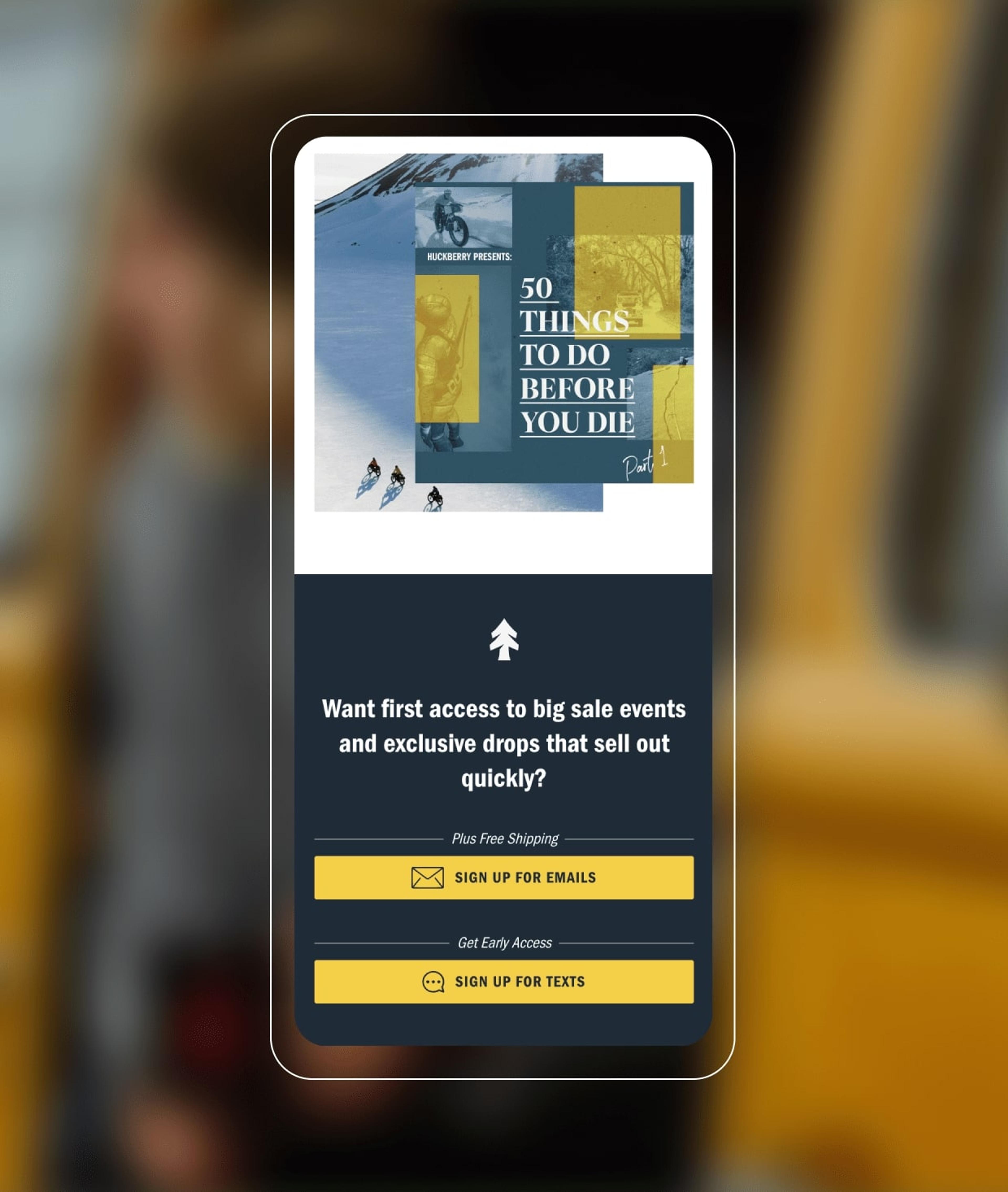 Huckberry Newsletter sign-up