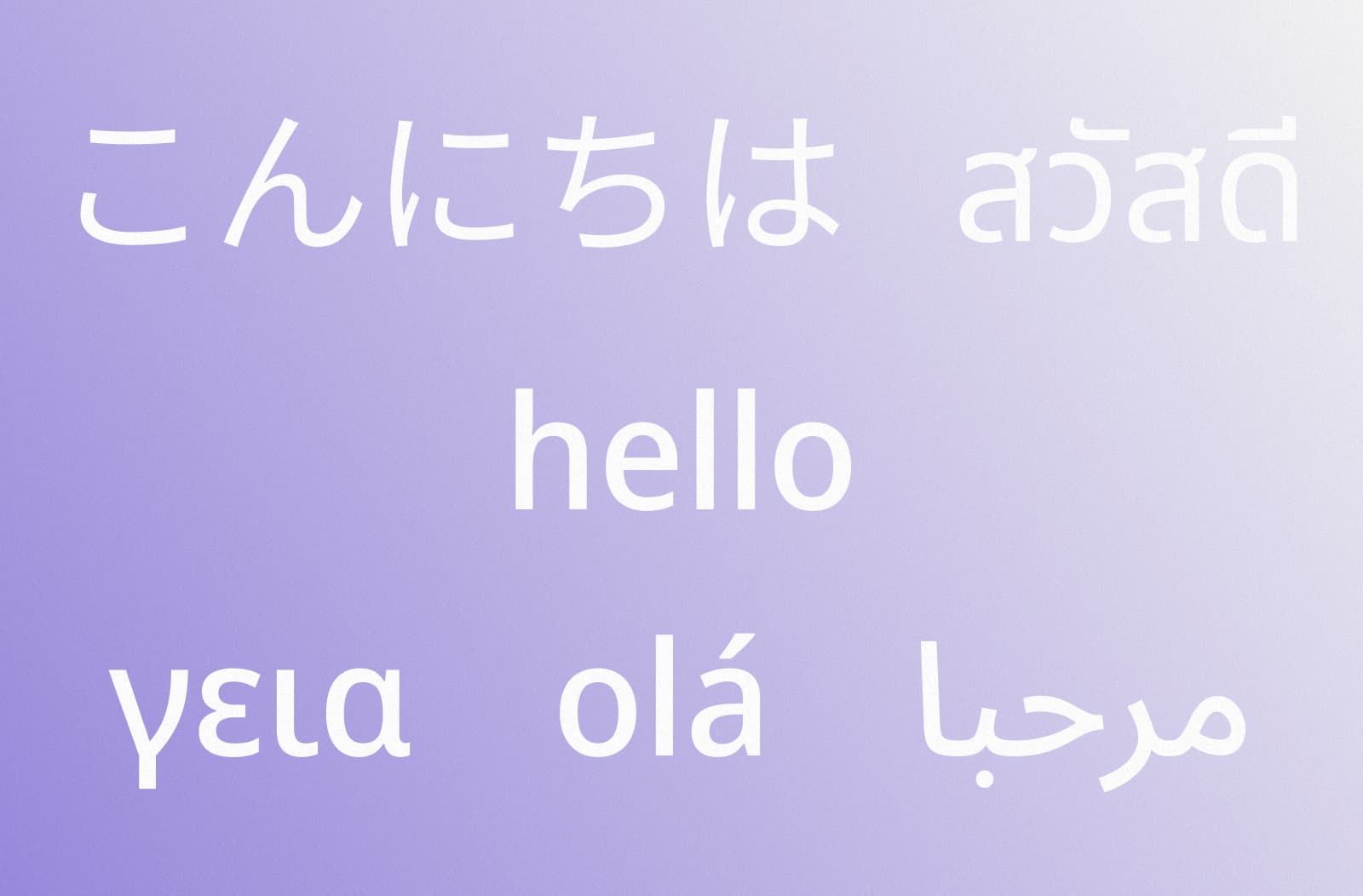 Hello is written in different languages with Noto font