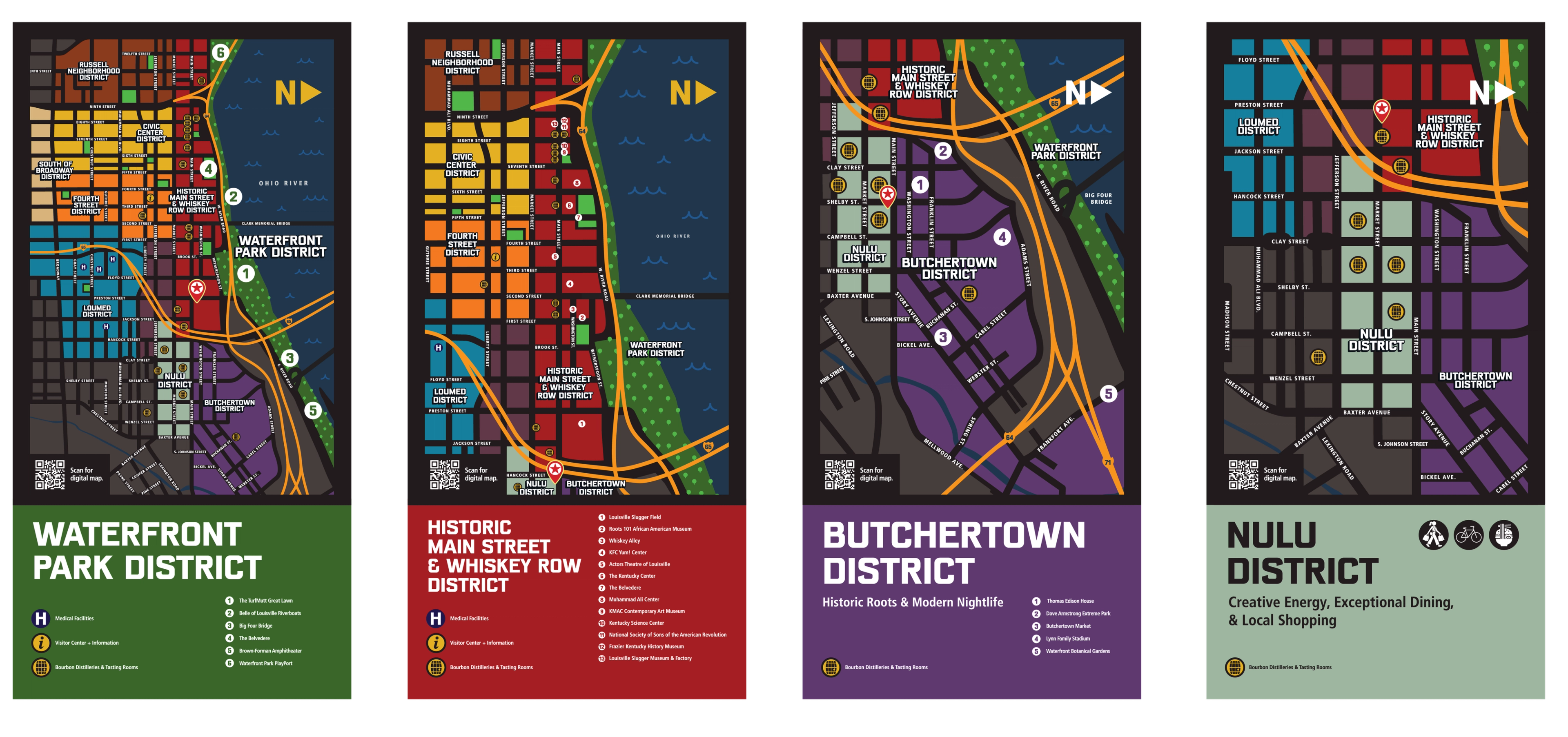 Waterfront, Historic Main Street, Butchertown, and Nulu Maps