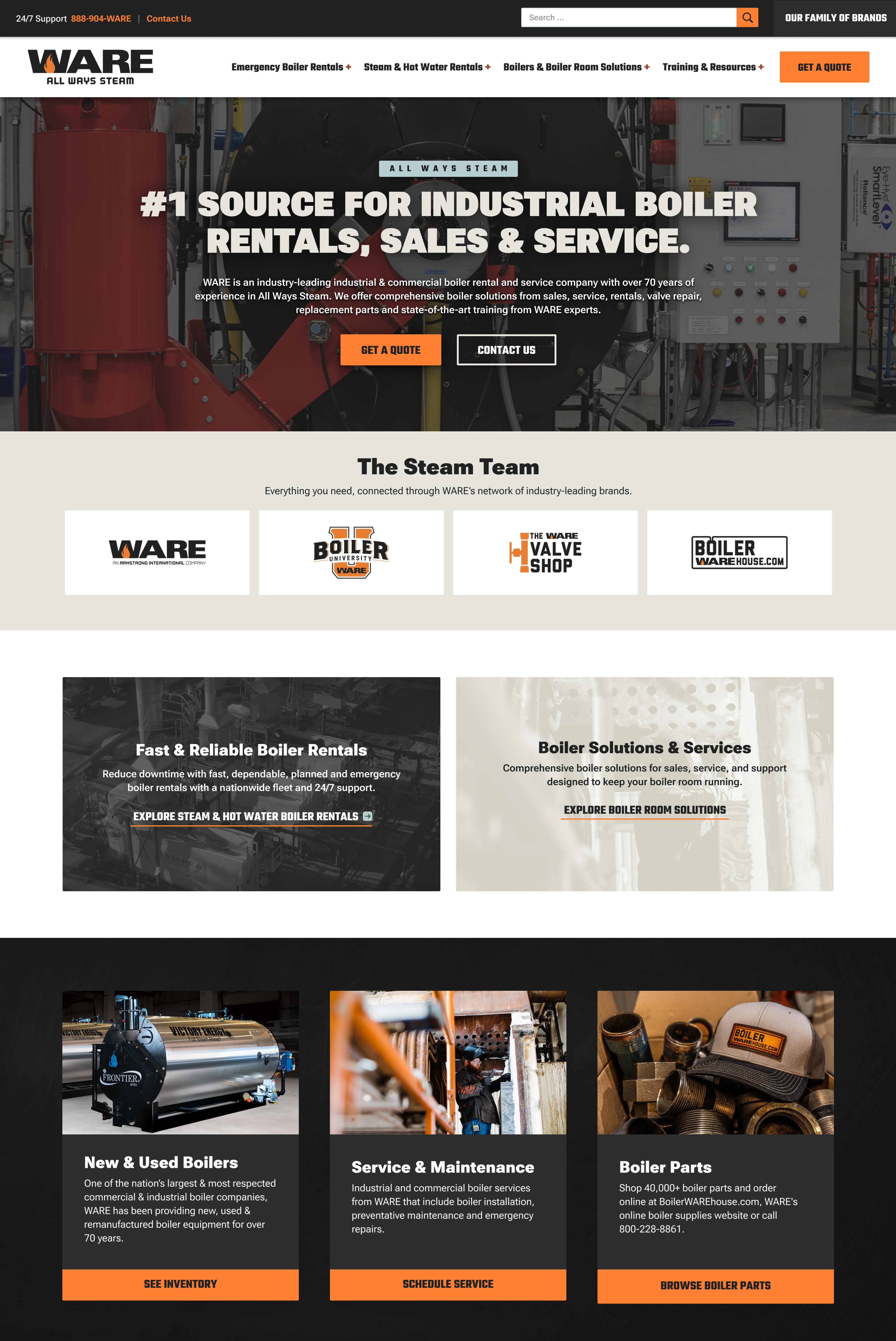 Ware home page, initial view