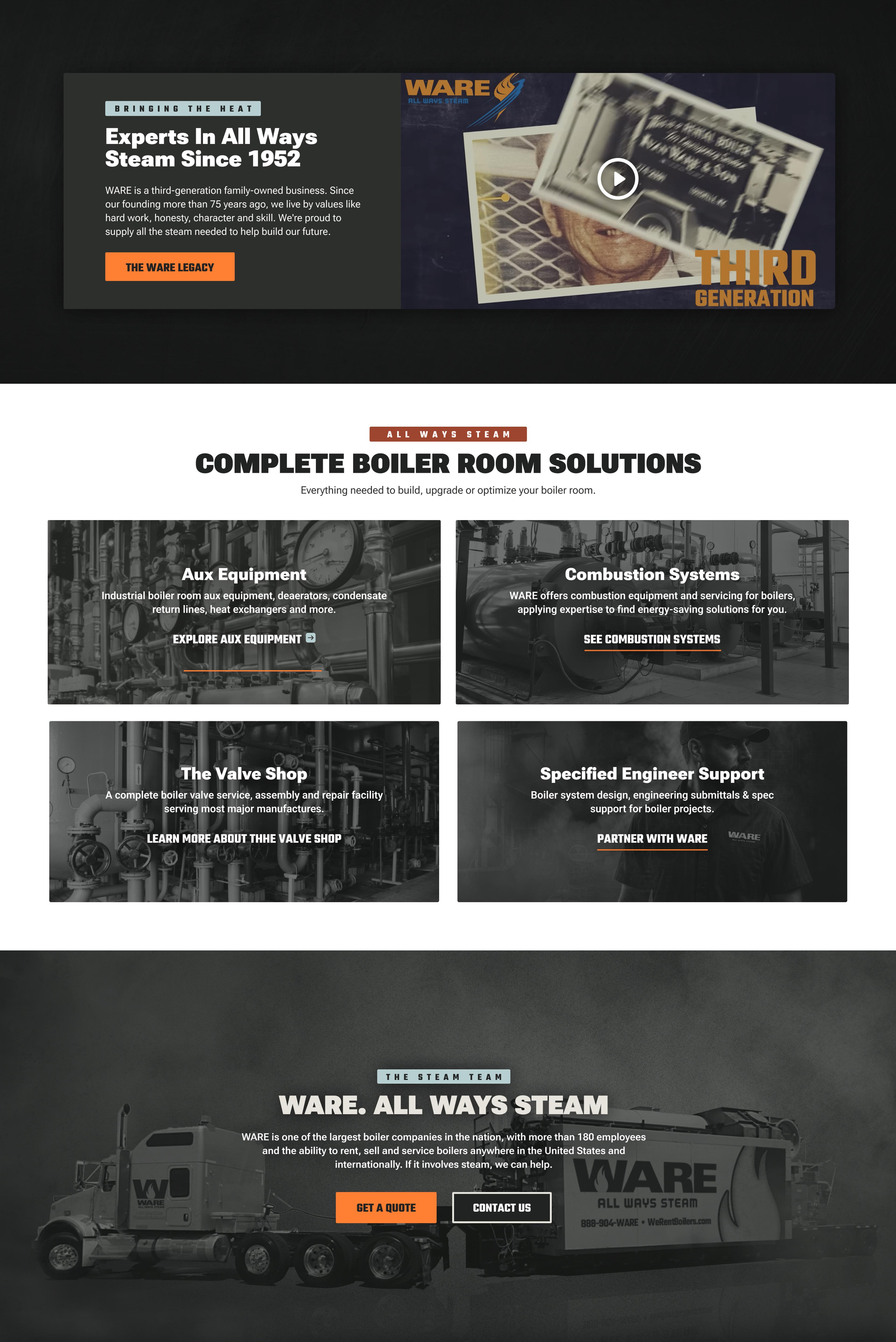 Ware website view 2 to show off components and design