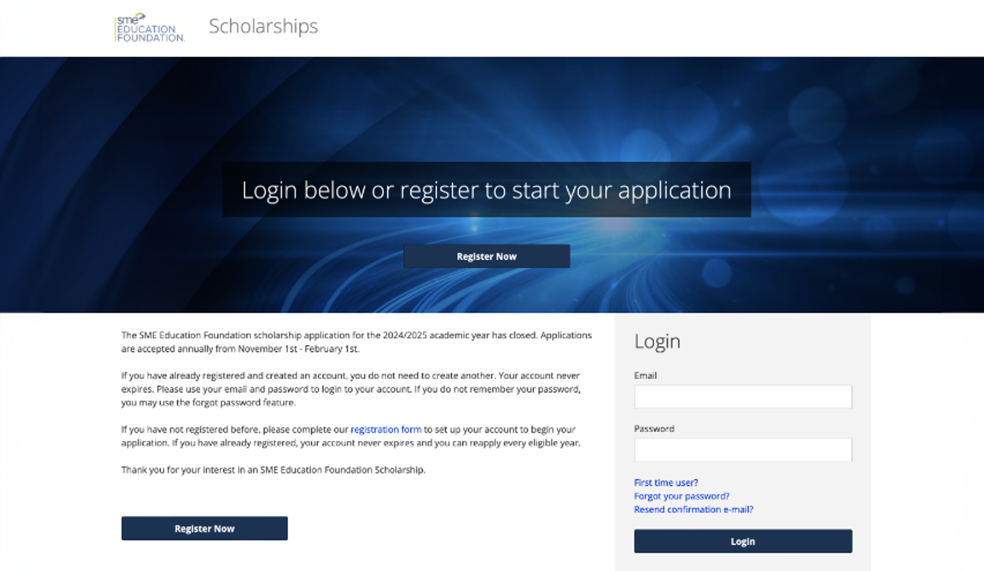 Public Portal Login Screen