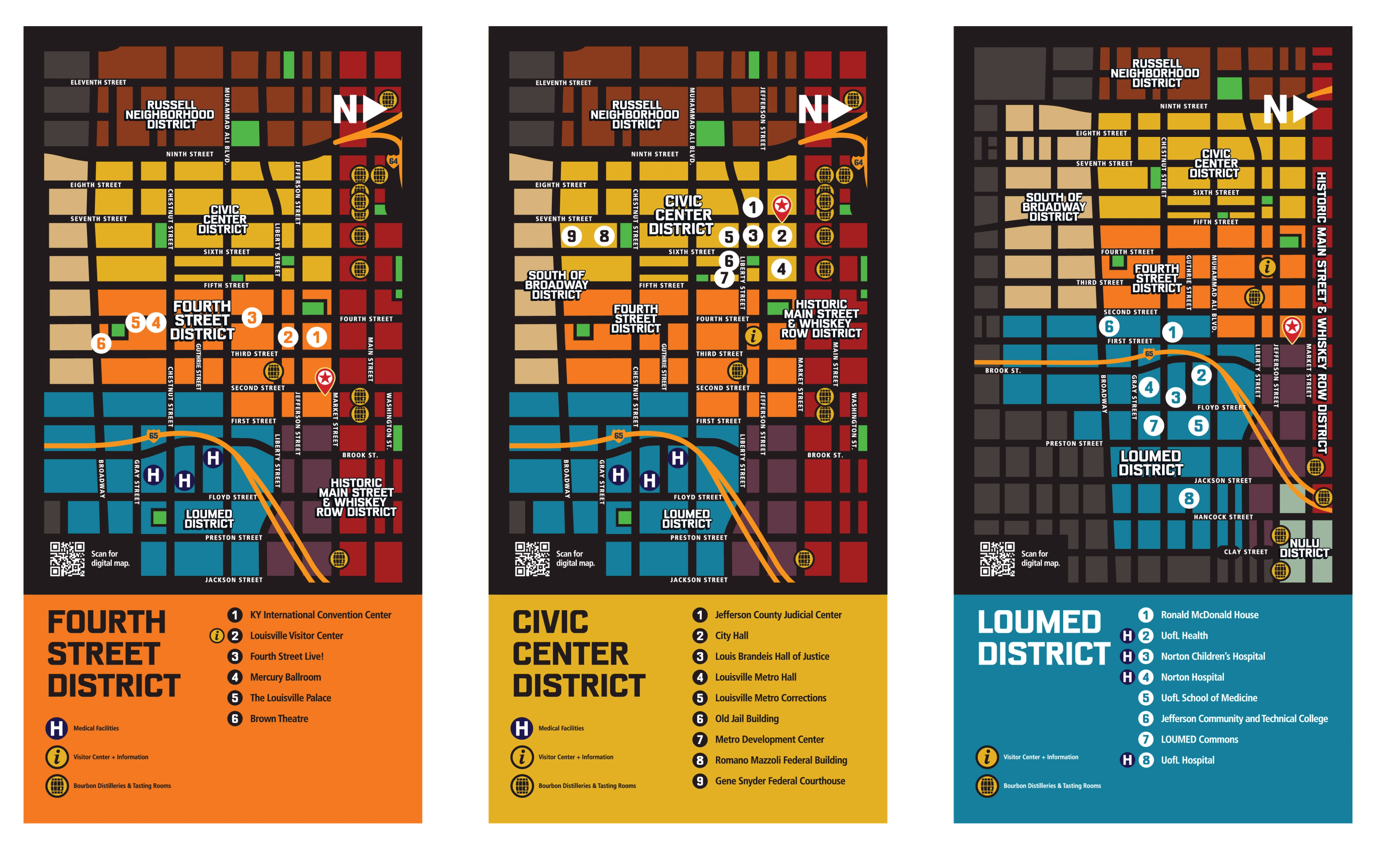 Fourth Street, Civic Center, and LouMed Maps