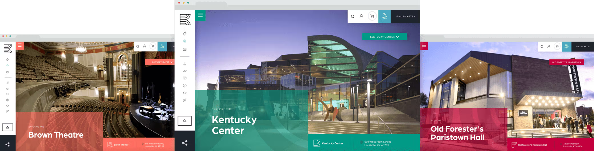 3 venue page design comps