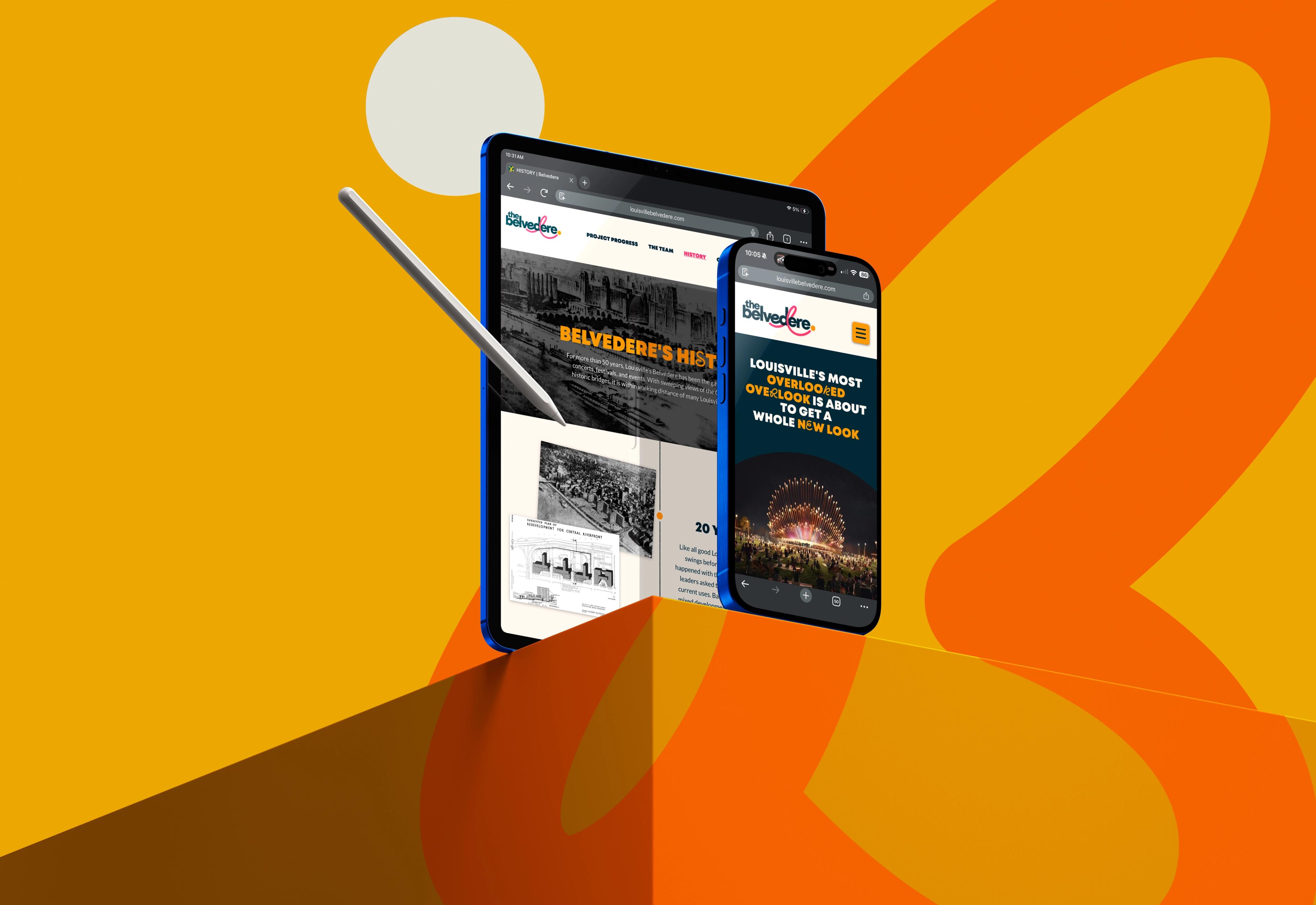 The Belvedere website displayed on mobile devices.