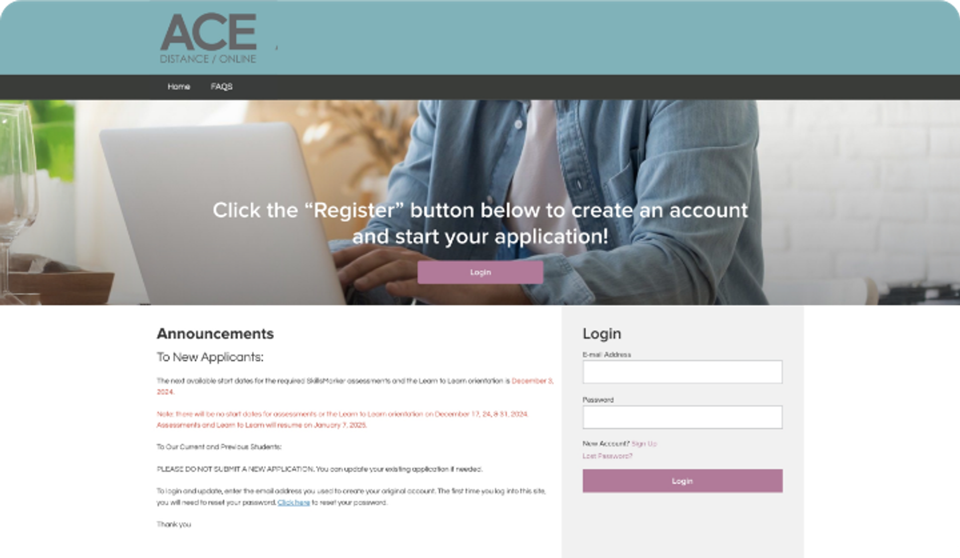 CSCAU Login Screenshot