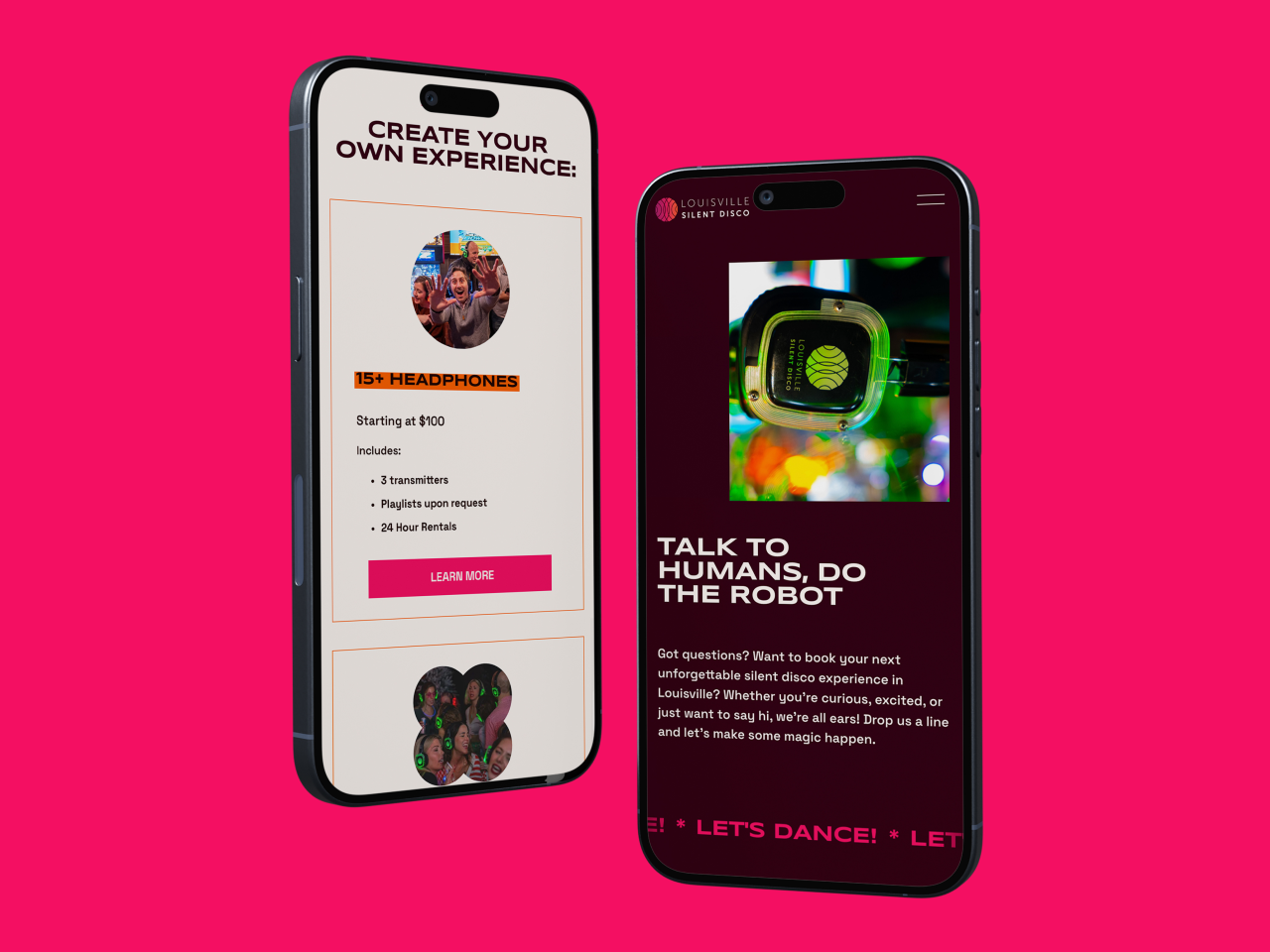 mockup of phone + site