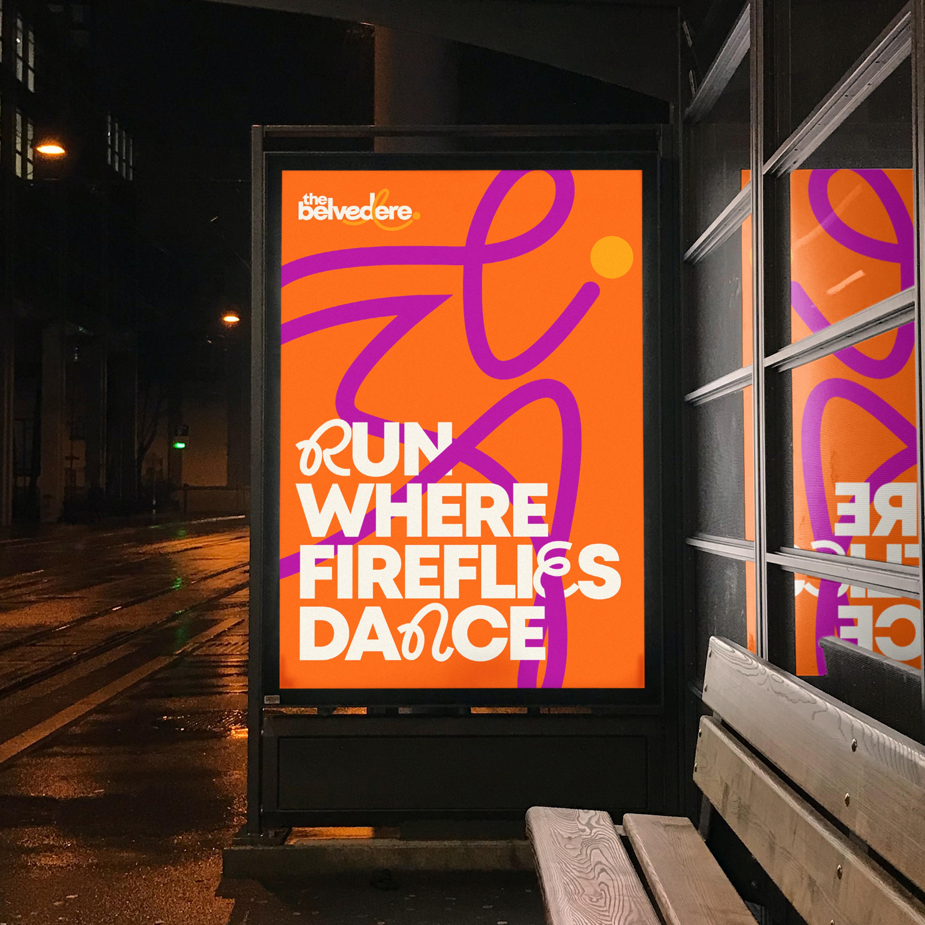 The Belvedere Bus Shelter Poster: Run where fireflies dance.