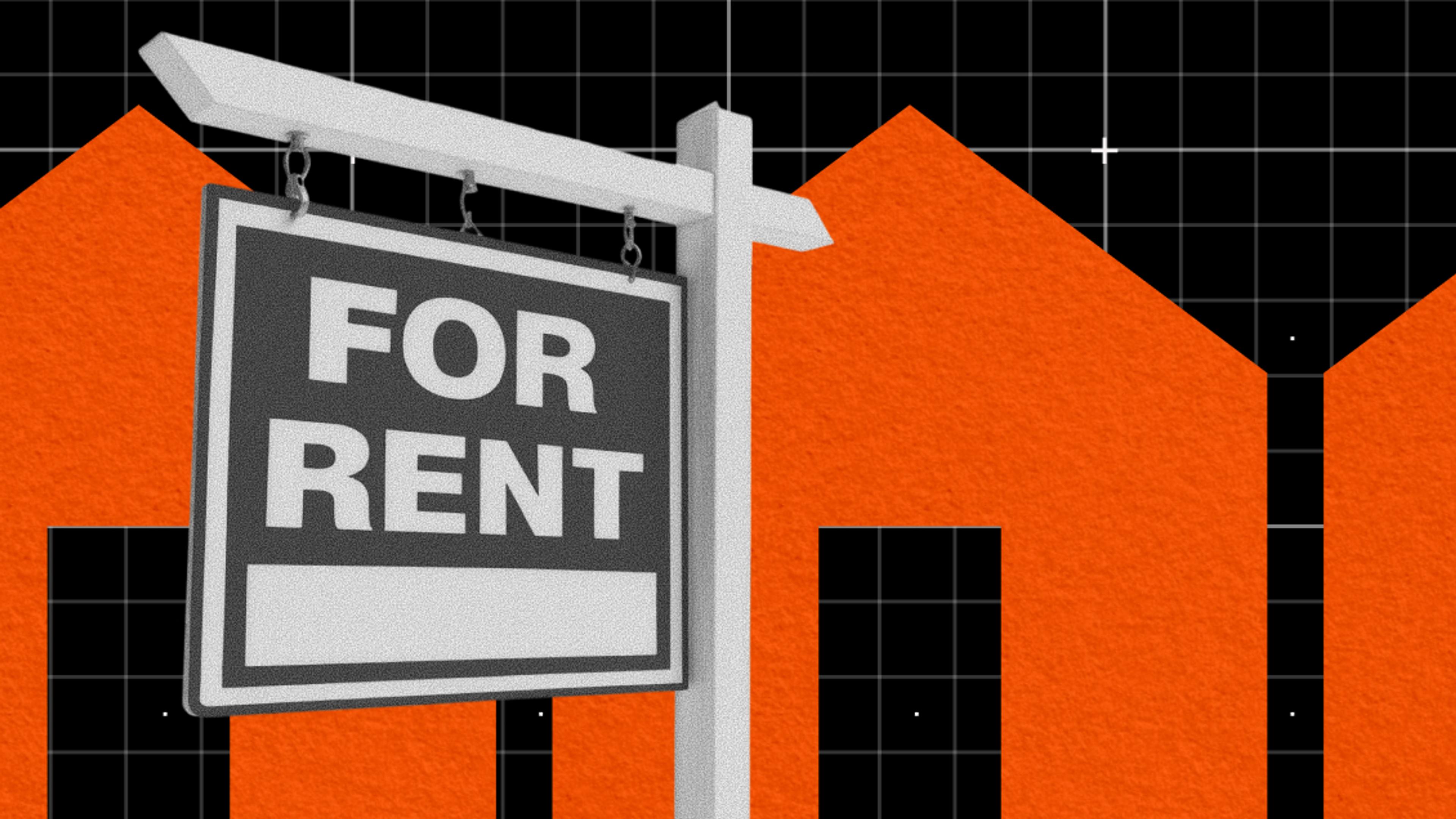 A for rent sign hanging in front of house icons