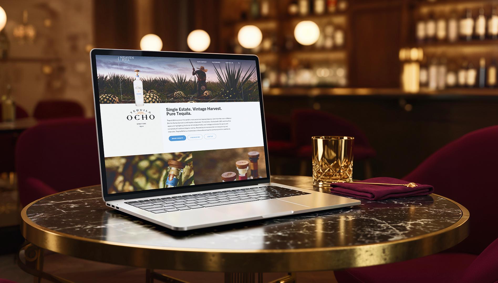 Laptop on a bar table