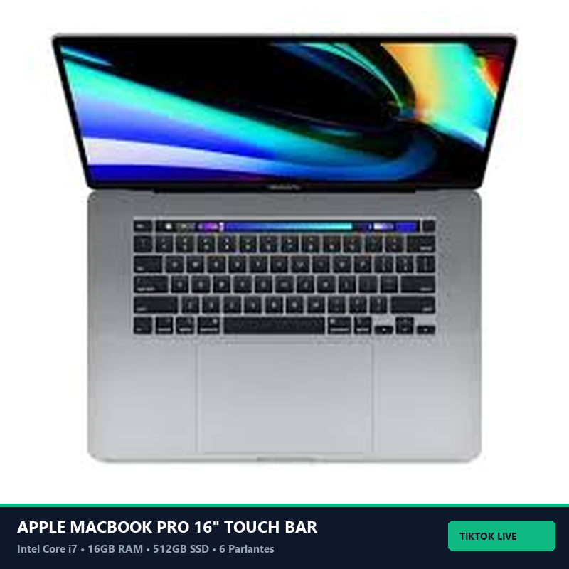 Apple MacBook Pro 16" Retina Touch Bar Core i7 (16GB RAM / 512GB SSD) - Vista Frontal