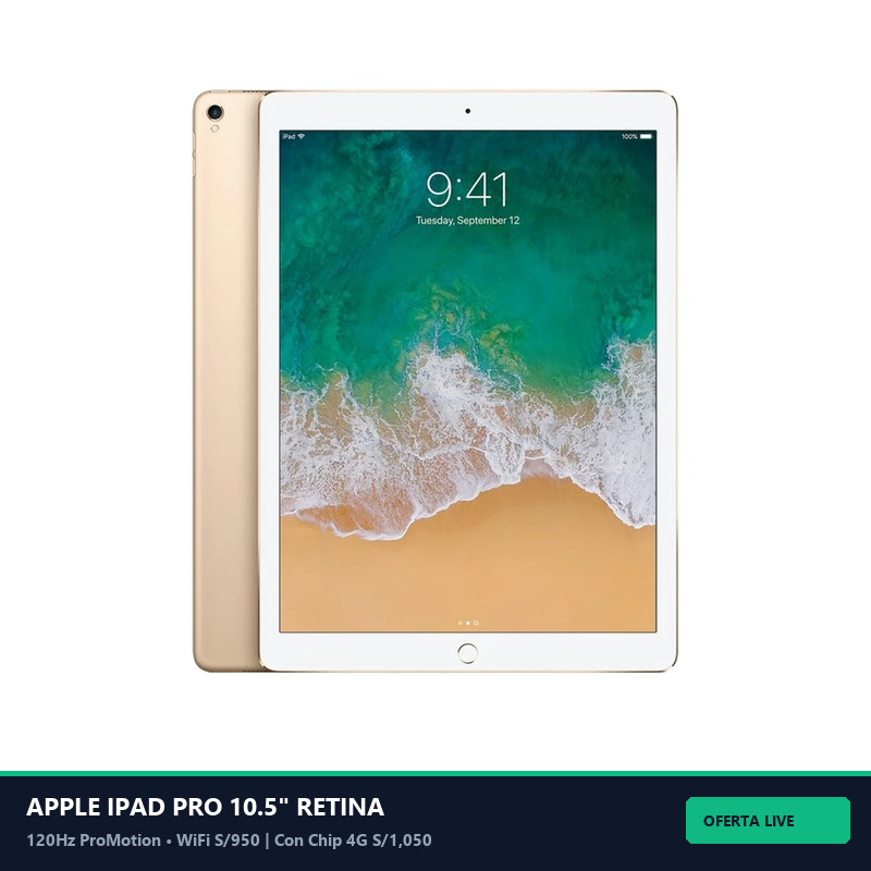 Apple iPad Pro 10.5\" Retina 120Hz ProMotion (256GB) WiFi (Silver) • Ord: 43780 - Vista Frontal
