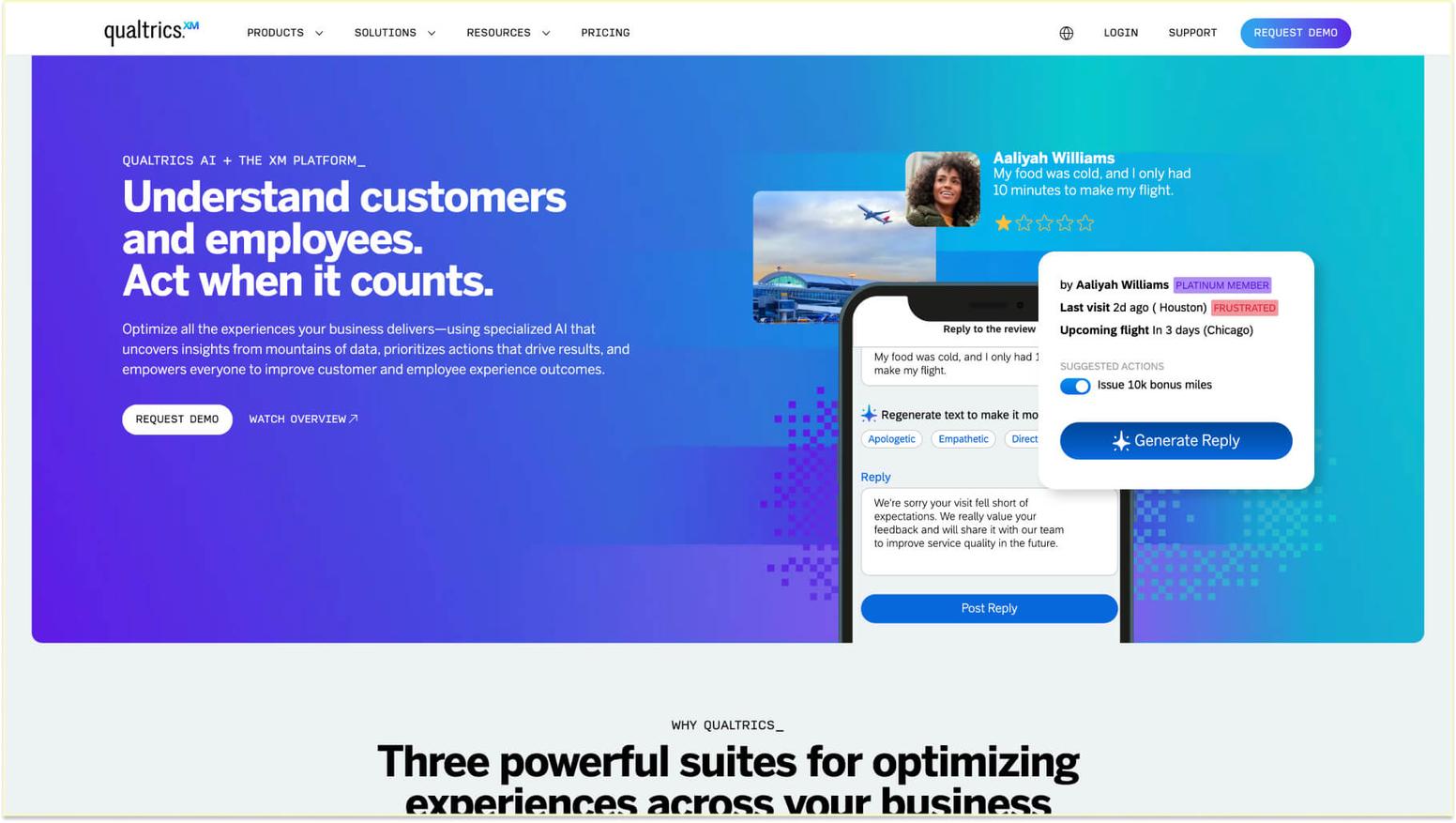 Enterprise platforms with advanced analytics and benchmarking: Qualtrics EmployeeXM