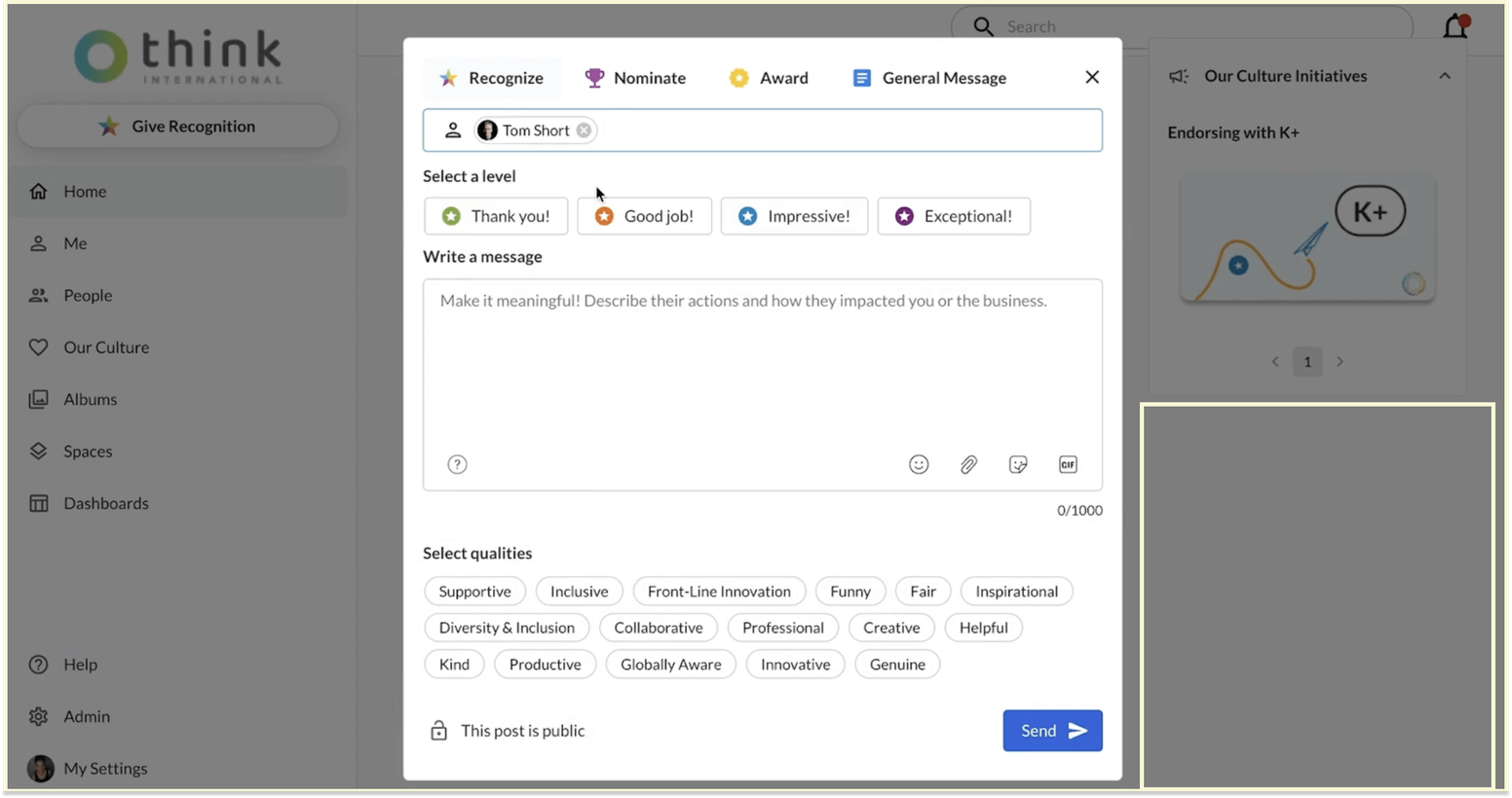 Bonusly vs. Kudos: the Kudos platform