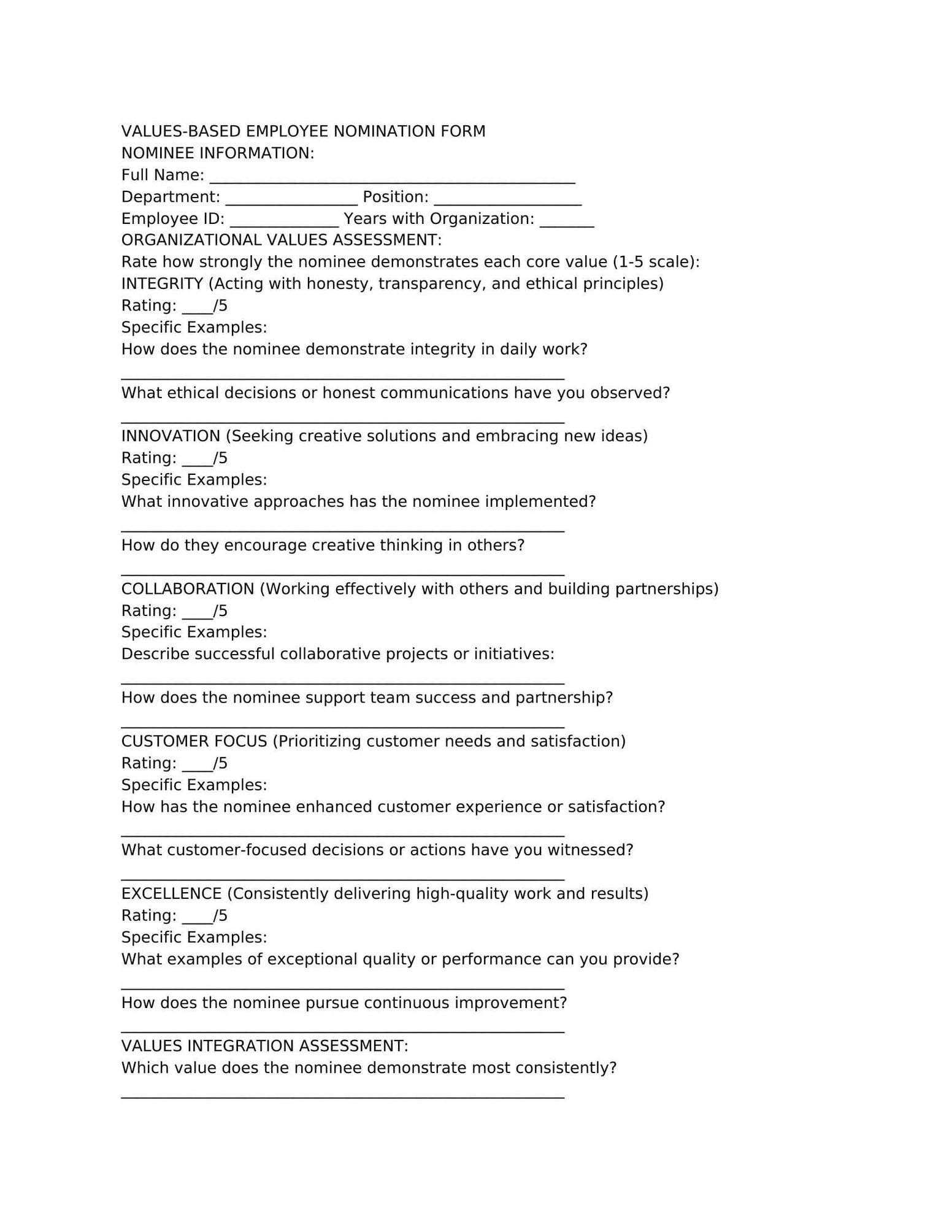 Customization Strategy 1: Values-Based Criteria Integration