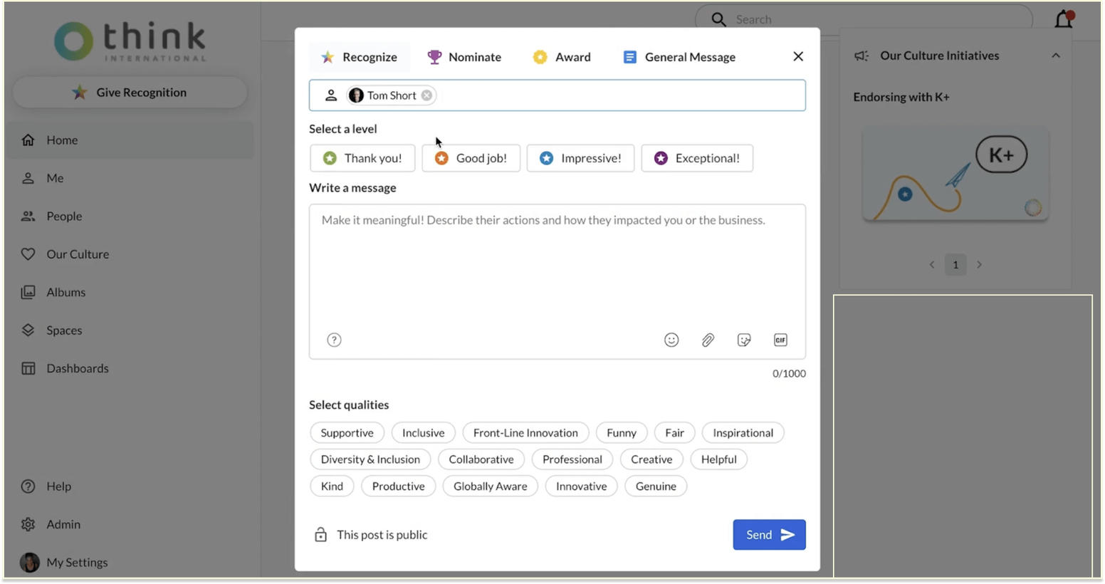 Achievers vs. Kudos: Kudos platform