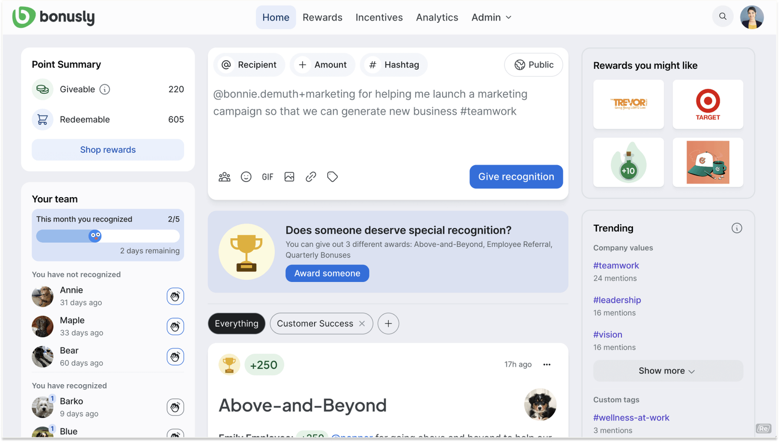 Reward Gateway Alternatives: Bonusly