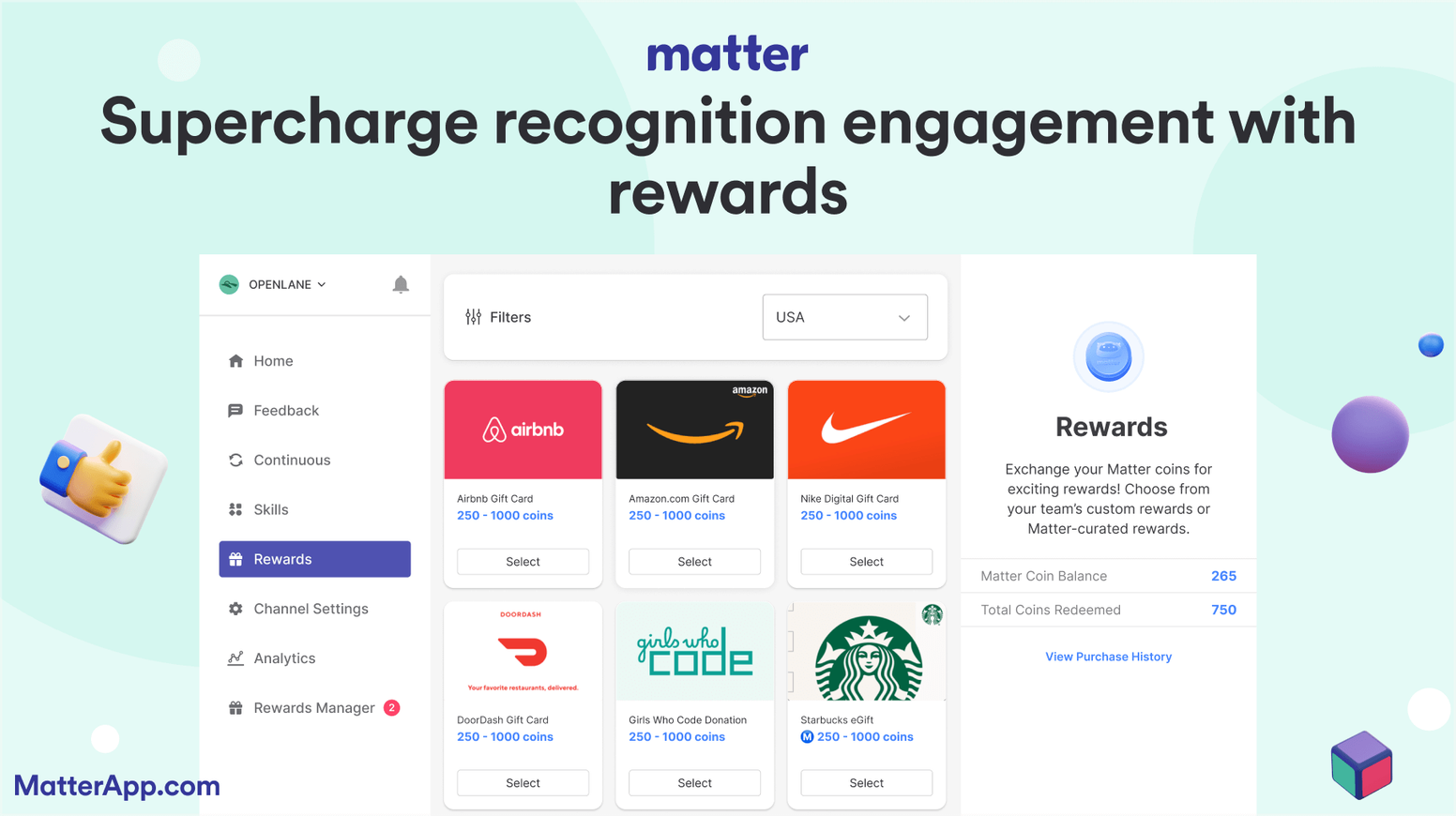 Bonusly Competitors: Matter - Employee Recognition & Rewards Software