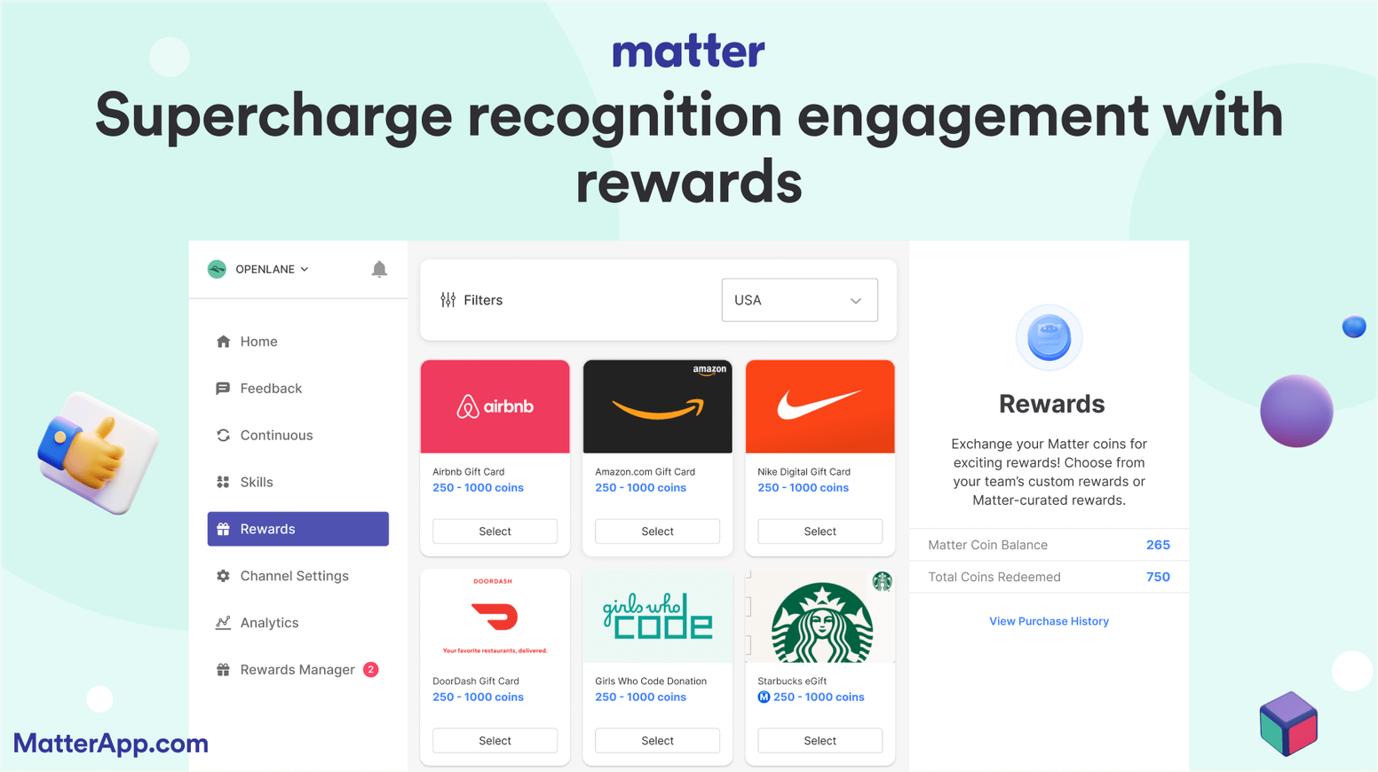 Bonusly Competitors: Matter - Employee Recognition & Rewards Software