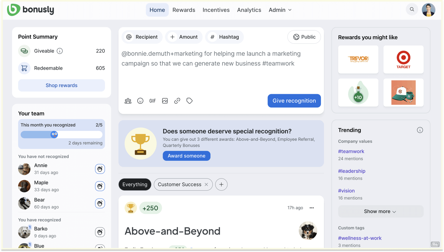 Platform Recommendations for Large Enterprises: Bonusly