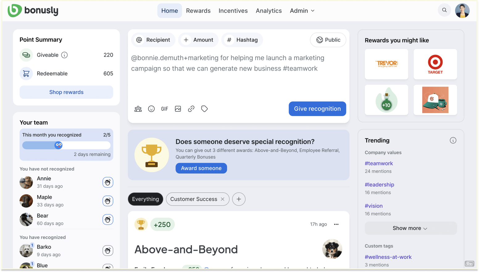 Best Employee Rewards Systems: Bonusly