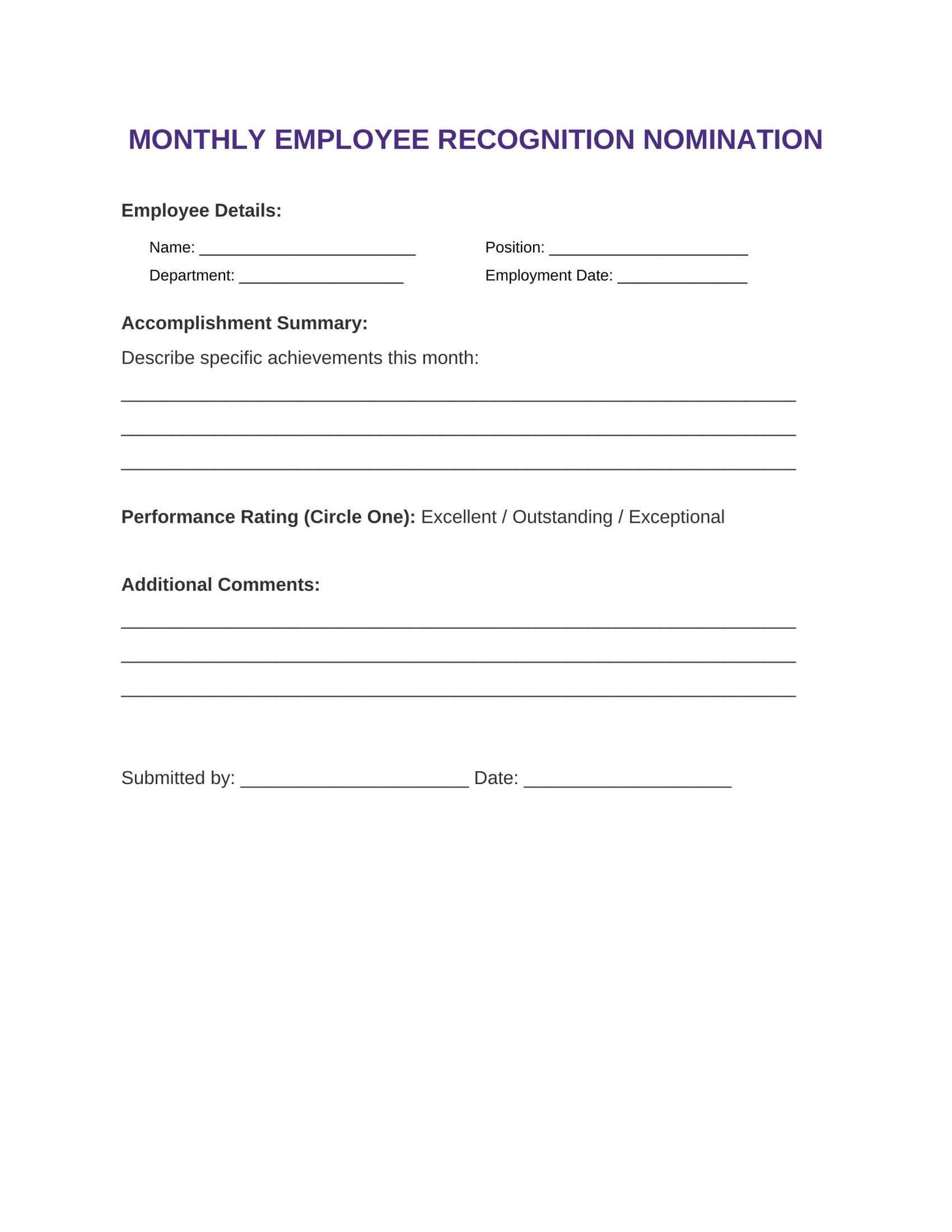 Template 2: Performance-Based Form