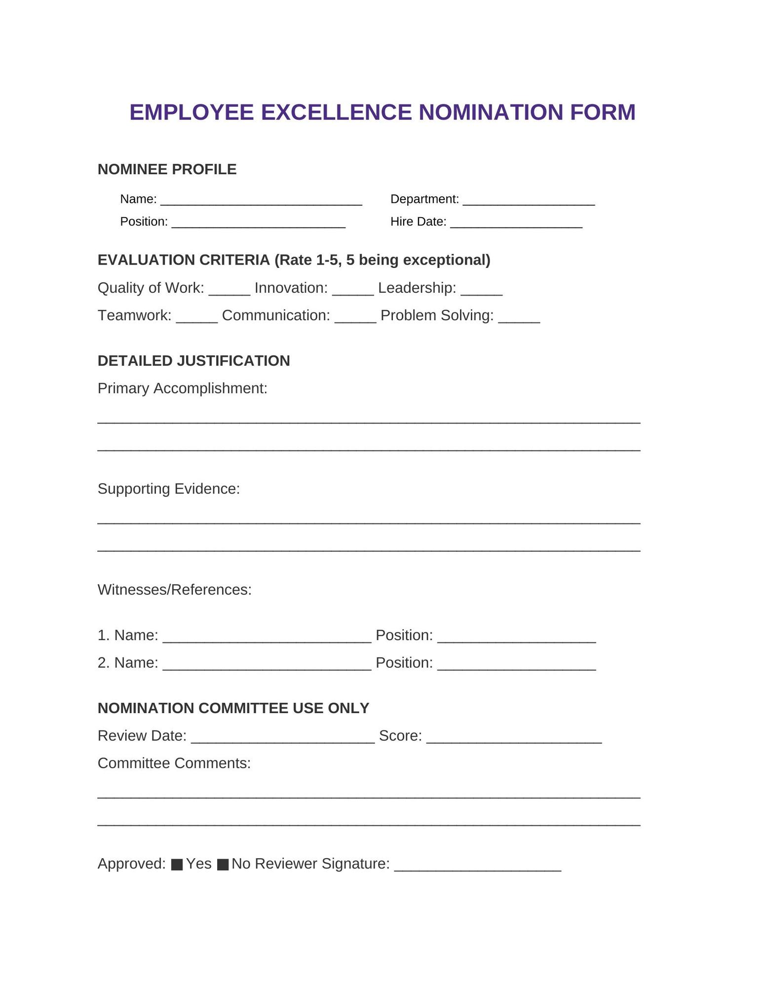 Template 5: Multi-Criteria Evaluation Form