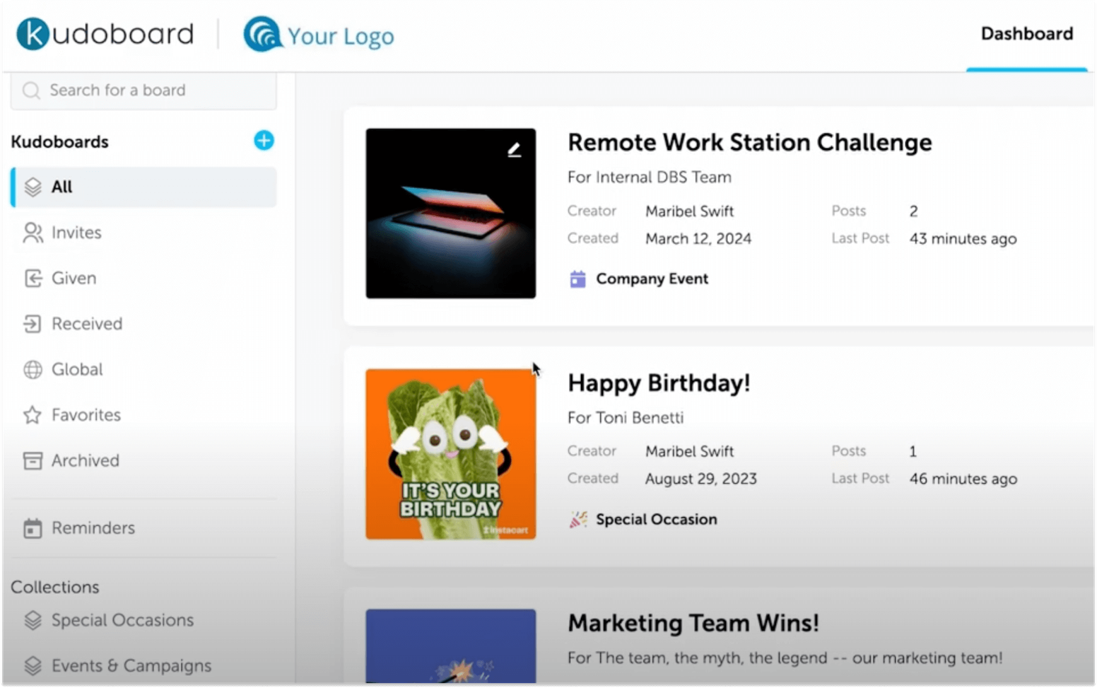 Reward Gateway Competitors: Kudoboard