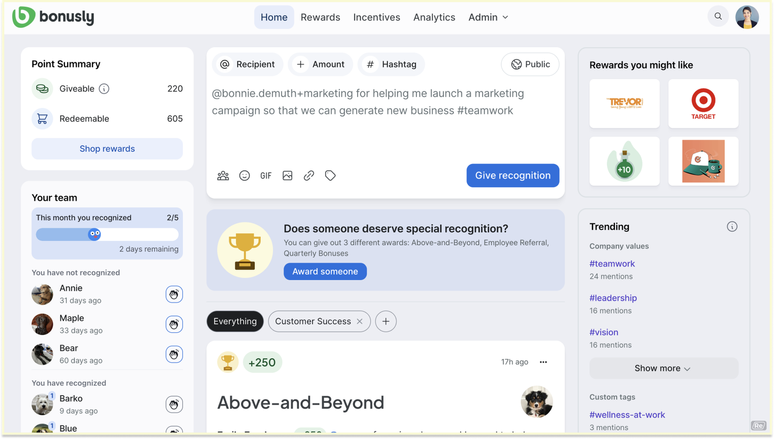 Employee Incentive Software: Bonusly