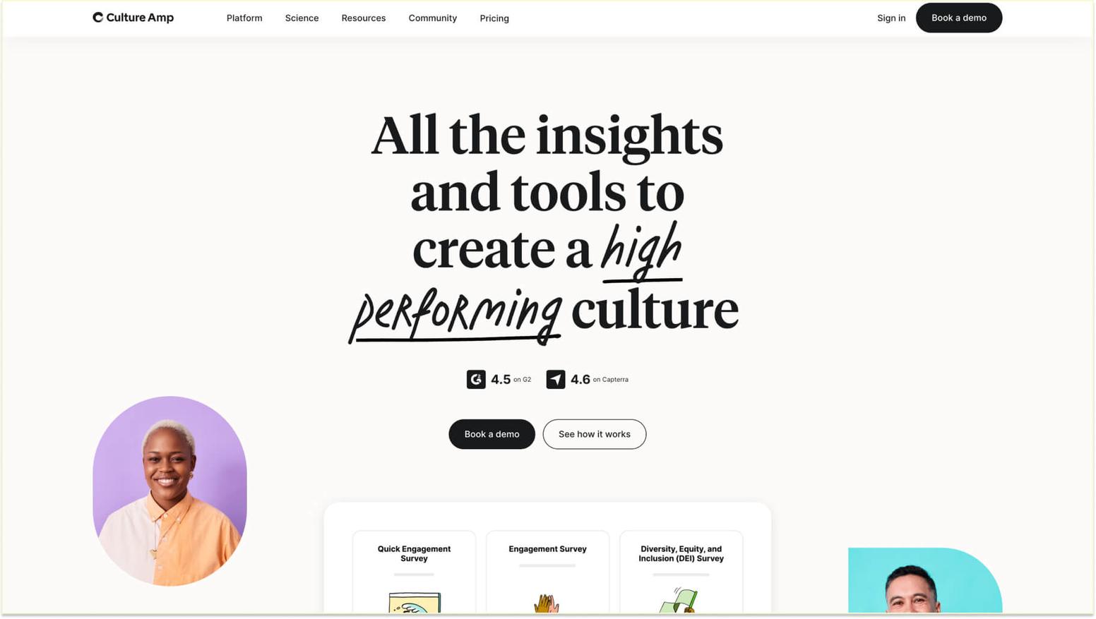 Enterprise-level eNPS survey tools: Culture Amp
